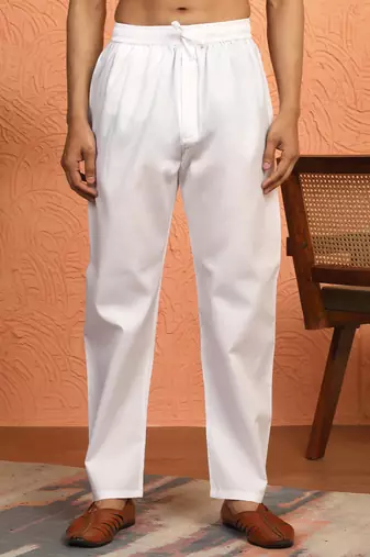 Floral printed beige cotton kurta and pyjamas