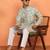 Floral printed green cotton kurta and pyjamas