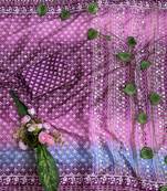 Purple Color Digital Print ,Hand Aari Work and Hand Khatli work Silk Blend Saree