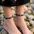Black Thread Macrame Anklet with Silver Plated Flower Charms | Adjustable Boho Ankle Bracelet 