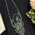 Long Oxidized Silver Statement fusion Necklace with Green Stone, Handcrafted 