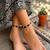 Handcrafted Black Thread Macrame Anklet, Oxidized Silver Plated Brass Charms, Boho Adjustable Ankle Bracelet