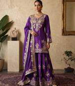 Beautiful purple chinon sequence sharara set