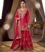 Beautiful pink chinon sequence sharara set