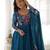 Women's Beautiful Floral Printed Organza Silk Fabric Flared Anarkali Pant and Dupatta Set