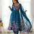 Women's Beautiful Floral Printed Organza Silk Fabric Flared Anarkali Pant and Dupatta Set