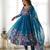 Women's Beautiful Floral Printed Organza Silk Fabric Flared Anarkali Pant and Dupatta Set