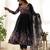 Women's Beautiful Floral Printed Organza Silk Fabric Flared Anarkali Pant and Dupatta Set