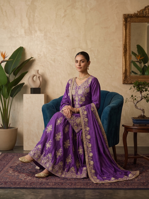 Beautiful purple chinon sequence sharara set 2