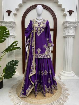 Beautiful purple chinon sequence sharara set 3