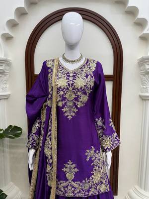 Beautiful purple chinon sequence sharara set 4