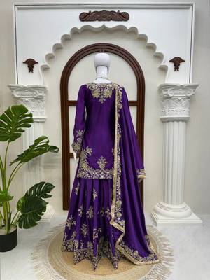 Beautiful purple chinon sequence sharara set 5