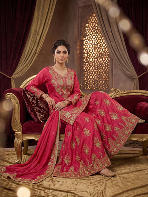 Beautiful pink chinon sequence sharara set 2