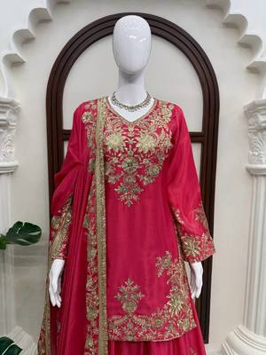 Beautiful pink chinon sequence sharara set 4