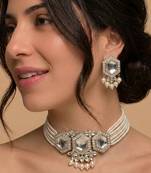 Hex pearl crystal choker set