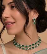Emerald cut necklace set