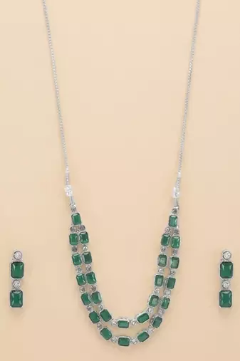 Emerald cut necklace set