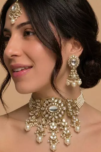 Ivory gold kundan bridal set