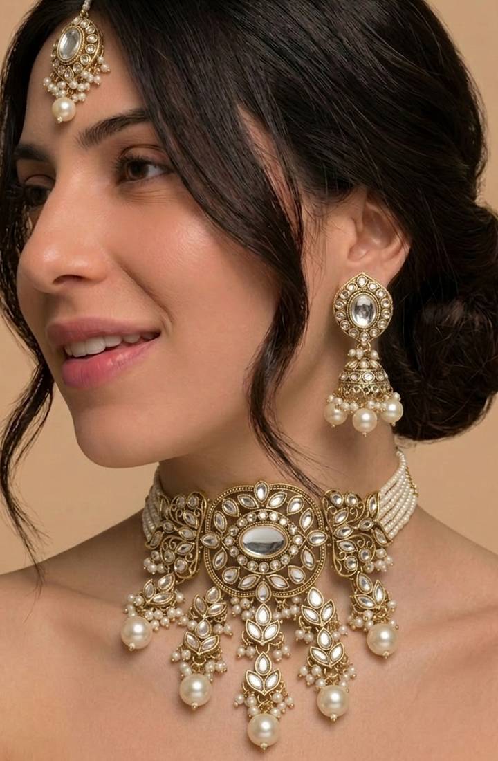 Ivory gold kundan bridal set