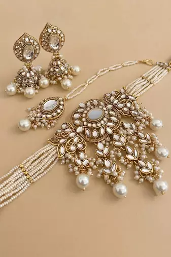 Ivory gold kundan bridal set