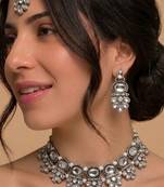 Silver bridal maang tikka & necklace set