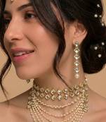 Gold pearl bridal matha patti set