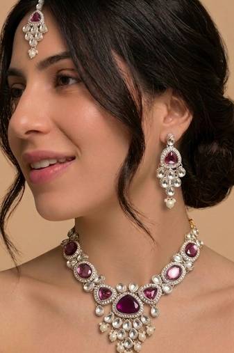 Purple gemstone gold bridal set