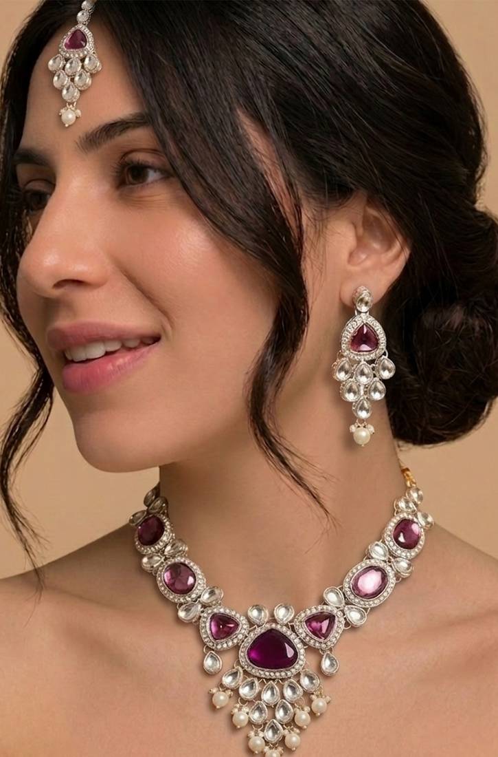 Purple gemstone gold bridal set