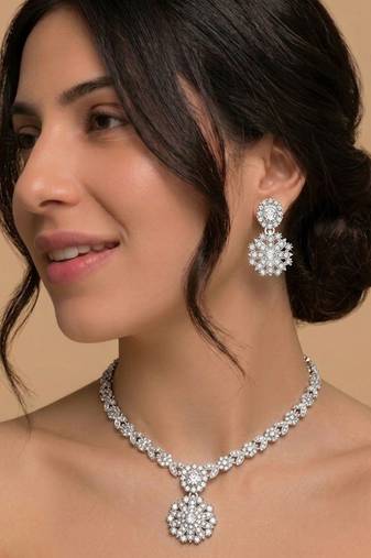 Crystal bridal necklace & earring set