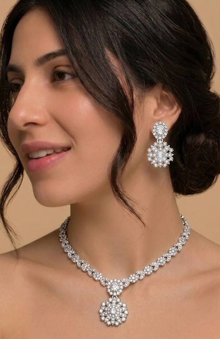 Crystal bridal necklace & earring set