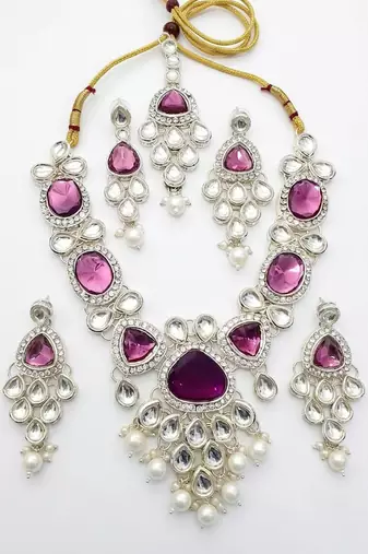 Purple gemstone gold bridal set