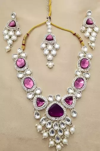 Purple gemstone gold bridal set