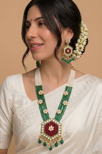 Cream & emerald bridal set with jasmine accent