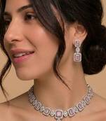 Rose gold pink crystal bridal set