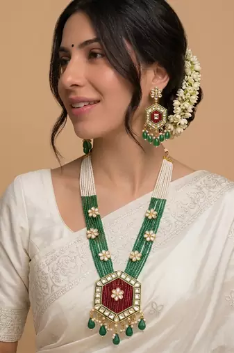 Cream & emerald bridal set with jasmine accent