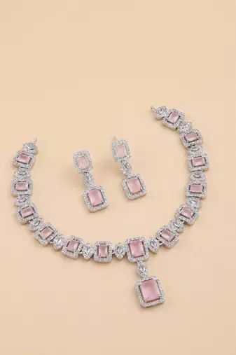 Rose gold pink crystal bridal set
