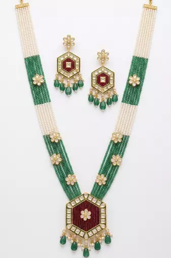 Cream & emerald bridal set with jasmine accent
