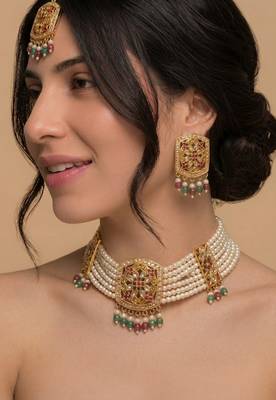 Gold multicolor  bridal set 1