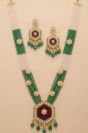Cream & emerald bridal set with jasmine accent