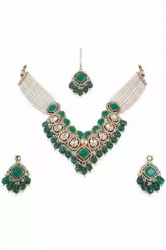 Emerald gold bridal matha patti se