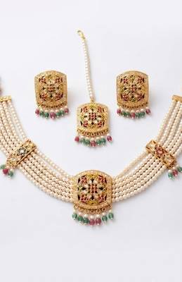 Gold multicolor  bridal set 3
