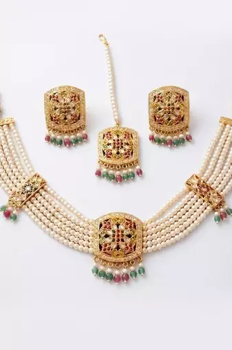 Gold multicolor  bridal set