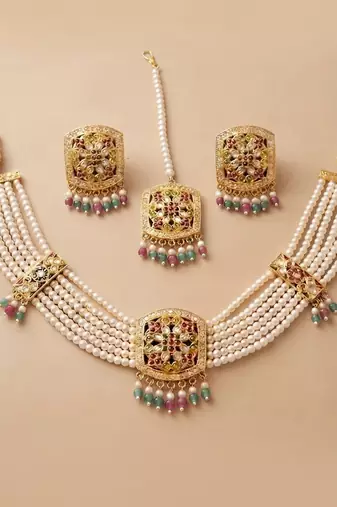 Gold multicolor  bridal set