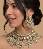 Multi colored matha patti & necklace bridal set