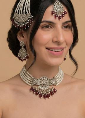 Ruby pearl bridal matha patti set 1