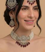 Ruby pearl bridal matha patti set