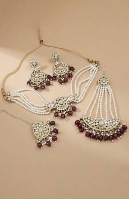 Ruby pearl bridal matha patti set 3
