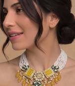 Haldi statement pearl & polki bridal necklace