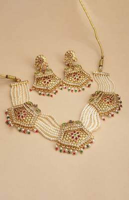 Gold pearl bridal set 4