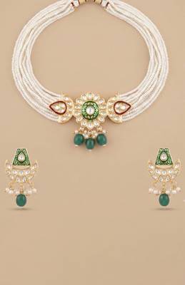 Emerald pearl choker set 4